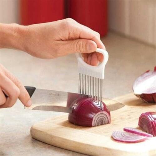 1PC Convenient Kitchen Cooking Tool Onion Tomato Vegetable Slicer Cutting Aid Guide Holder Fruit Slicing Cutter Gadget IC897000
