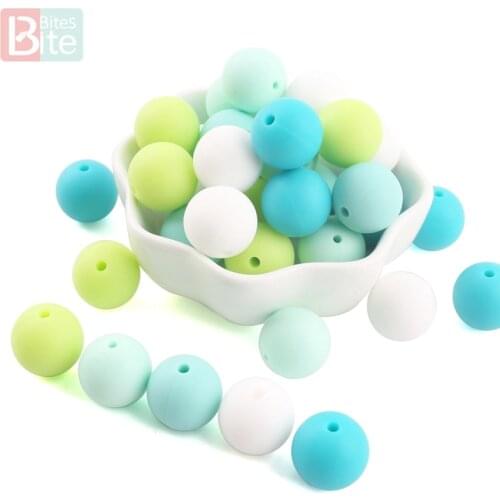 Bite Bites 10pcs 15mm Round Silicone Beads Baby Teething Bracelet Making Childrens Goods Perle Silicone Food Grade Baby Teether