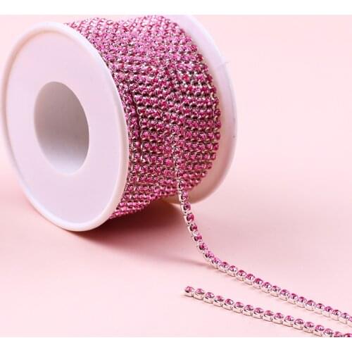 10 Yard / SS6/SS8/SS12 Colorful Rhinestone Chain Glass Rhinestones Trimming Crystal Cup Chain For DIY Sewing Clothes Accessories