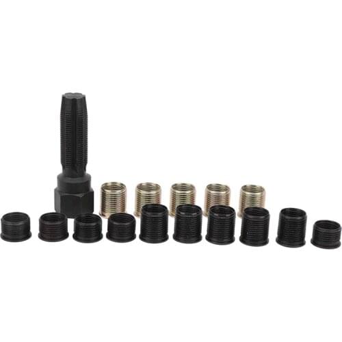 16Pcs M14 x 1.25 0.4 Inch and 0.7 Inch Spark Plug Rethread Thread Repair Tools Kit Wire Sleeve