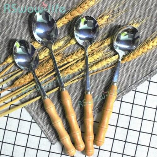 2Pcs Stainless Steel Cutlery Bamboo Creative Wooden Handle Western Steak Fine Sharp birthday Silver Festivel Home Decoration