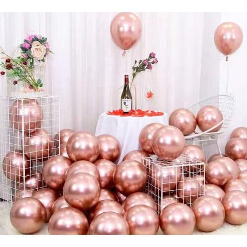 20pcs Chrome Metallic Latex Balloons Rose Gold Thick Metal Balloon Birthday Party Wedding Decor Inflate Air Helium Balls Globos