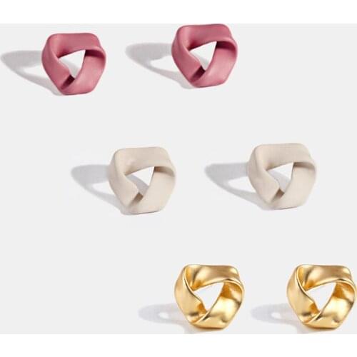 2021 New S925 Silver Needle Geometric Triangle Distorted Lacquer Stud Earring for Women