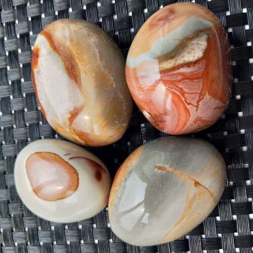 4 pcs ocean jasper stone polychrome jasper palm stone healing crystal