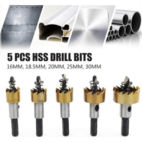 5PCS High Speed Steel Hole Drill Bit Alloy Stainless Steel Metal Hole Metal Industrial Grade Iron Sheet Iron Plate Reaming Set