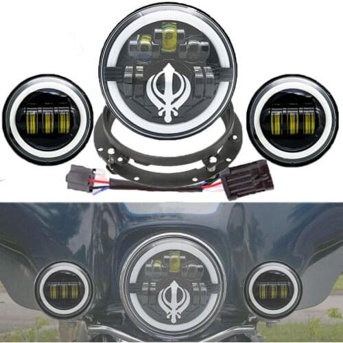 7 Inch LED Headlight & 4.5” LED Auxiliary Fog Passing Light For Touring Street Glide Road King Electra Glide Ultra Classic