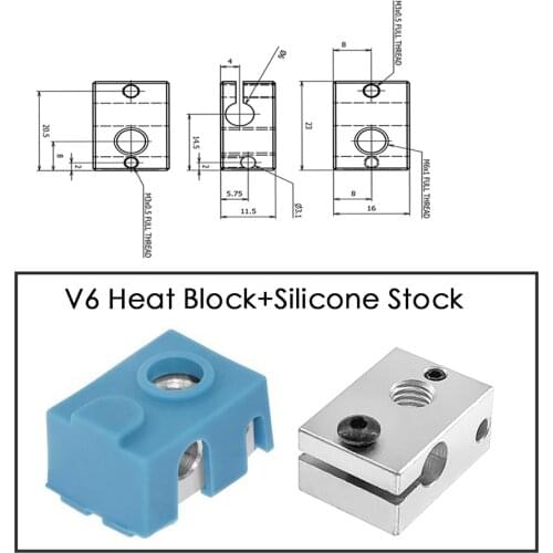 1pcs 3D Printer Accessorie Aluminium V6 Heat Block For RepRap Extruder For HT-NTC100K HotEnd Heater Hot End Heating