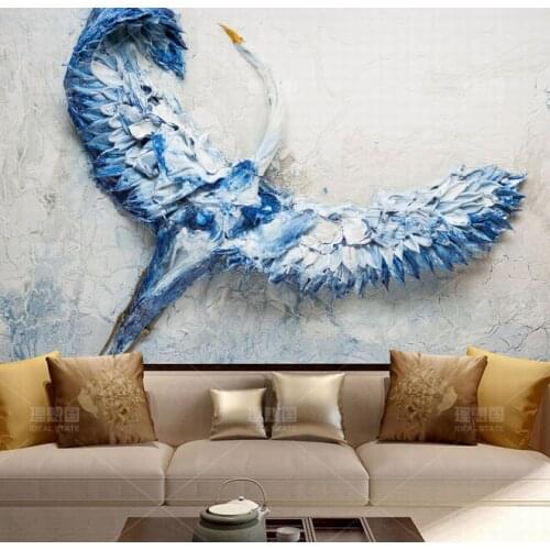 Bacaz Painting Blue Swan 8D/3d Wallpaper Mural 3D Wall Mural Wall paper for Living Room 3d Wall Photo Mural 3d Wallcoverings