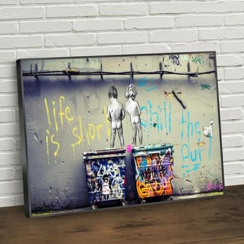 Banksy Art Life Is Short Chill The Duck Out Canvas Paintings on The Wall Graffiti Street Art Pictures for Modern Home Decor
