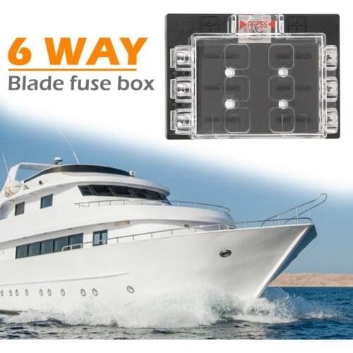 32V 6 Way ATO ATC Fuse Holder Standard Blade Fuse Box Block Vibration Resistance Buckle Cap for Car Marine Boat Aircraft Subway