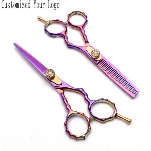 C9010 5.5'' 16cm 440C JP Colorful Scissors Professional Human Hair Hairdressing Scissors Cutting and Thinning Salon Style Tools