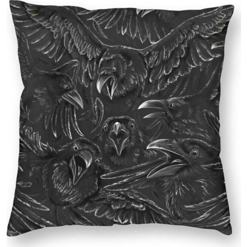 Raven Rage Cushion Cover 3D Print Halloween Witch Gothic Scary Crow Throw Pillow Case for Sofa Custom Pillowcase Home Decoration