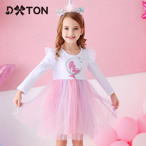 DXTON Flying Sleeve Girls Dresses Winter Children Princess Tutu Dress Birthday Girls Costumes Cartoon Colorful Dresses For Girls