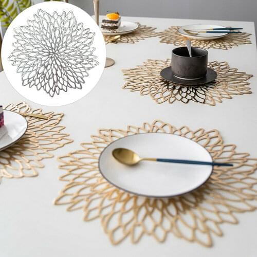 Hibiscus PVC Hollow Insulation Coaster Pads Hollow Pad Coaster Pads Table Bowl Mats Heat Resistant Placemat for Dining Table