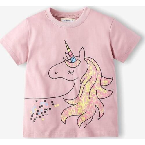 Jumping meters 2020 new arrival 2T-7T cotton short sleeve t-shirt for girls summer clothes top for girls cartoon t-shirt