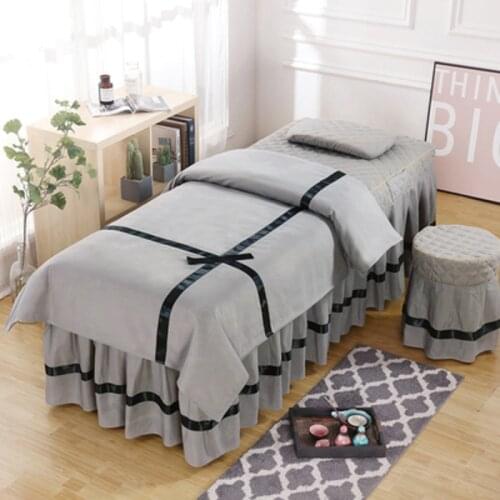 4pcs/set Beauty Salon Bedding Set Skin-friendly Bed Linens Sheets Massage Spa Bedskirt Stoolcover Pillowcase Quilt Cover Sets