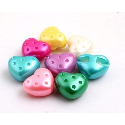 Kwoi vita Mix Colorful Color Acrylic Heart Shape Imitation Pearl beads for DIY Chunky Bracelet Wholesales 23x27mm 50pcs a lot