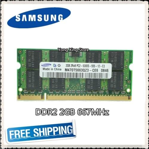 Lifetime warranty Samsung DDR2 2GB 667MHz PC2-5300S Original authentic ddr 2 2G notebook memory Laptop RAM 200PIN SODIMM