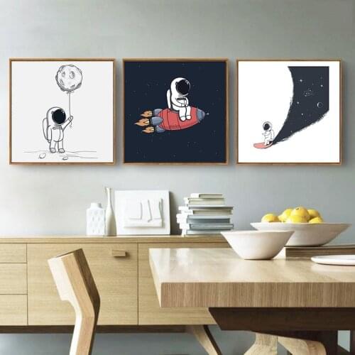 Cartoon Universe Astronaut Planet Home Decor Wall Art Canvas Painting Kids Favors Posters and Prints Art Decor for Living Room