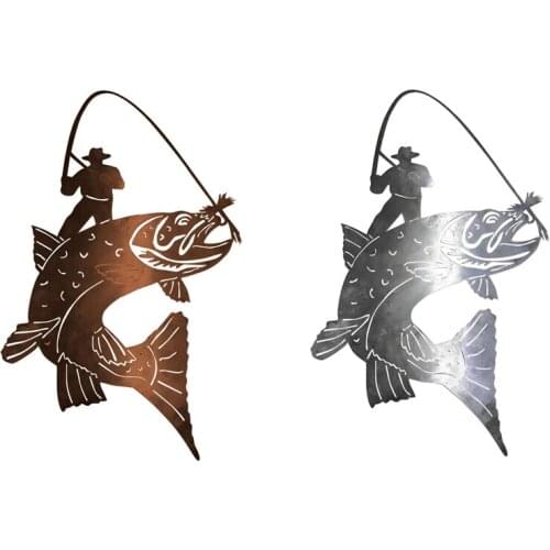 Wall Hanging Stainless Steel Fishing Pendant Fathers Day Gift For Dads Tool Room Living Room Bedroom Home Wall Decor