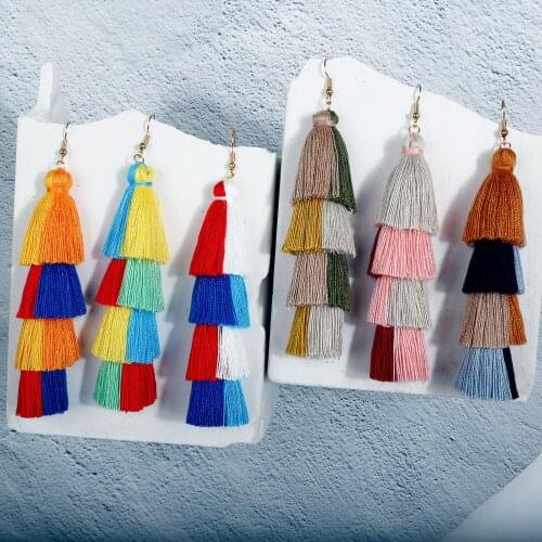 New Arrival Earrings Put Together Multicolor Long Bohemian Tassel Earrings for Women Drop Shape Fashion Jewelry Earrings Trendy