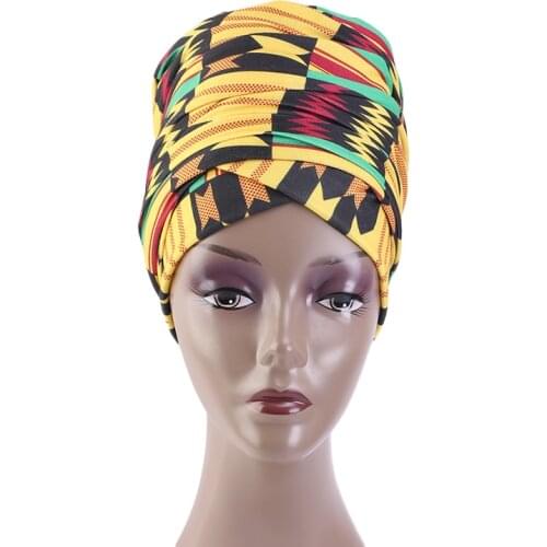 New African Pattern Women Headscarf Bonnet Muslim Women Turban Hijab Caps Islamic Scarf Turban Bonnet Ladies Wrap Head Scarves