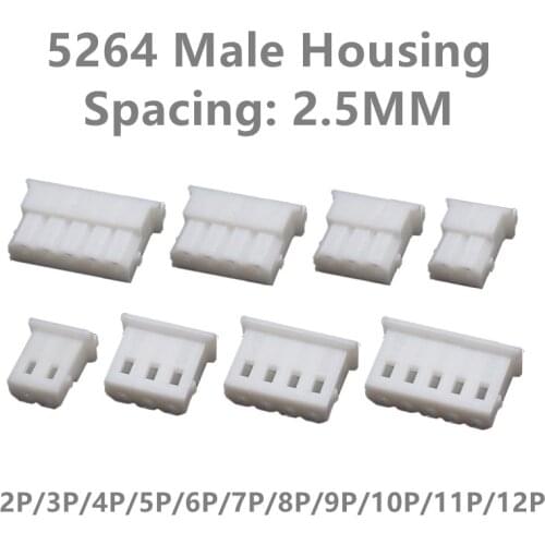 10PCS 50PCS lot 2.5MM 5264 Female Housing Connector 2.5mm Pitch 2P 3P 4P 5P 6P 7P 8P 9P 10P 11P 12P Plastic Shell DIY Crimps