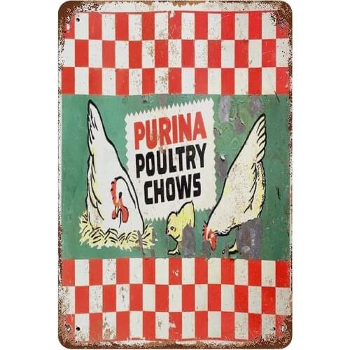 Purina Poultry ChowsVintage LookRetro Aluminum Sign Wall DecorVintage MetalTin Sign Wall Plaque Poster for Home Bar Pub Man