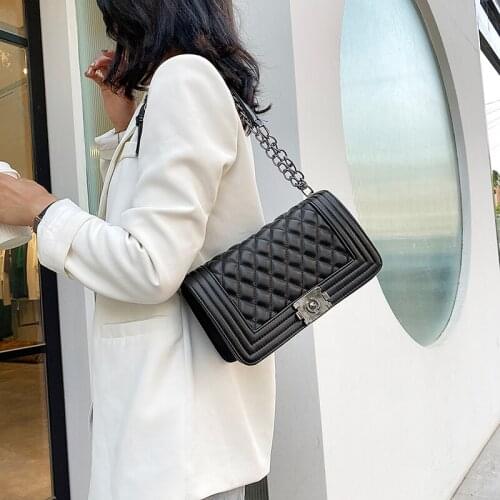 Luxury bag Fashion PU leather square solid color womens chain shoulder bag purses and handbags bags for women 2021 sac a main