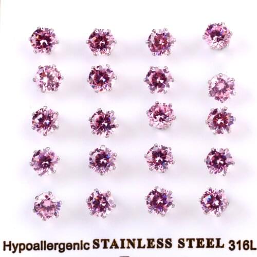 LUXUSTEEL wedding earrings Stainless Steel Pink Color Cubic Zirconia Anti-allergy Wholesale Earrings Sets Party Brinco 2020 Hot