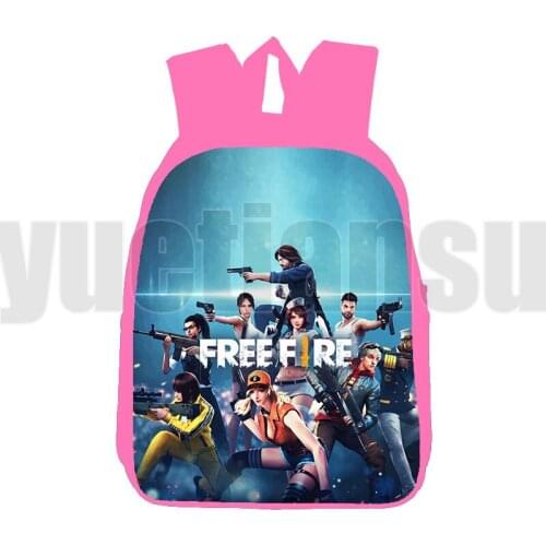 3D Anime Free Fire Backpacks for School Teenagers Girls 12/16 Inch Shooting Game Free Fire Bags Pink Canvas Backpack Men