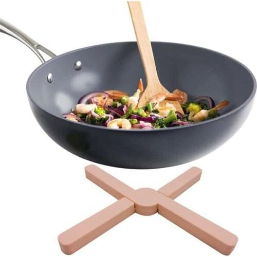 Foldable Non Slip Heat Resistant Pad Trivet Pan Placemat Collapsible Cross Pot Holder Mat Coaster Cushion Kitchen Accessories
