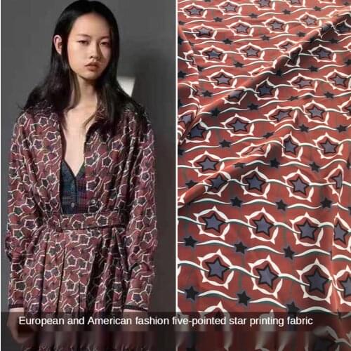 2021 new brand spring and summer products five-pointed star non-stretch satin high-definition digital printing clothing fabric