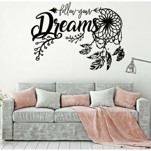Vinyl Wall Decal Dream Catcher Amulet Tribal Bohemian Ethnic Style Home Bird Feather Decoration Bedroom Home Gift Wall Sticker