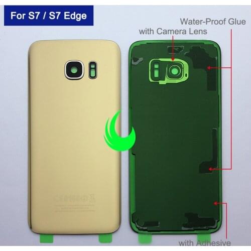 Back Glass Battery Cover For Samsung Galaxy S7 G930 / S7 Edge G935 Rear Door Housing Case For SAMSUNG S7 Edge Back Glass + Lens