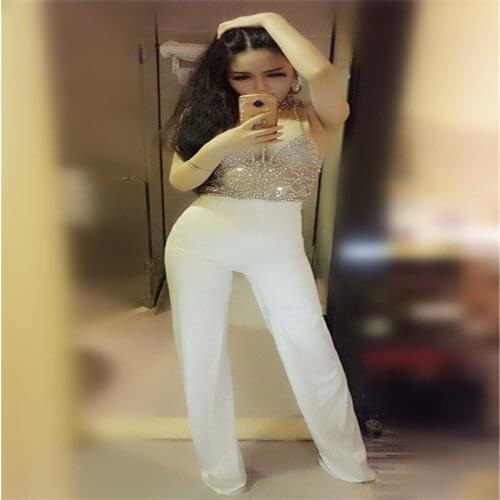 K92 Women singer stage show bodysuit party catwalk performance wears jumpsuit dj Wide leg pants bar outfits dress costumes club