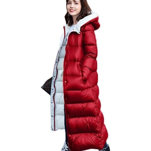 Winter Women Down Jacket High quality Hooded Cocoon Long Fashion White duck down Outerwear Female Thickening Loose Warm Coat