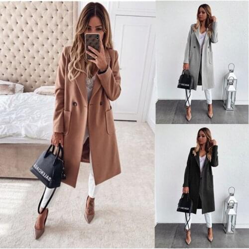 Winter Womens Candy Color Long Woolen Cloth, Long Sleeve Over-knee Lapel Topcoat, Big Notch Single Breasted Mid-Long Coat