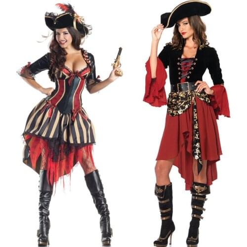 Adult Ladies Pirate Fancy Dress Halloween Hen Party Carnival Fantasia Costume