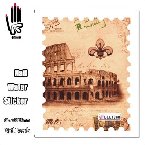 1 Sheet BLE1868 Scenic Spot Arena Stamp Designs Nail Sticker Full Cover Nail Art Water Transfer Sticker Decal Decoration