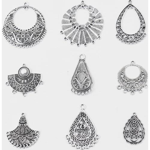 10pcs Hollow Open Water Drop Flower Charms Pendant Connector For Earring Necklace Connector Jewelry Accessories