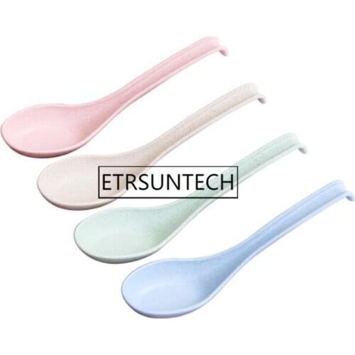 200pcs Wheat Straw Soup Spoon Multifunctional Tableware Plastic Porridge Dinner Spoon for Home Reataurant