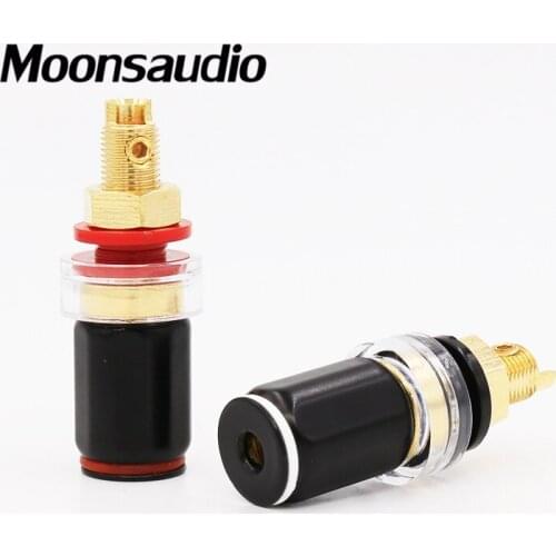 4pcs 24k Gold Plated Black hifi audio plug Binding Post for speaker and amplifer
