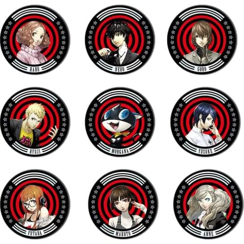 58 mm badge record 5 Persona anime Broochs Takamaki Ren Makoto Buttons On Backpack