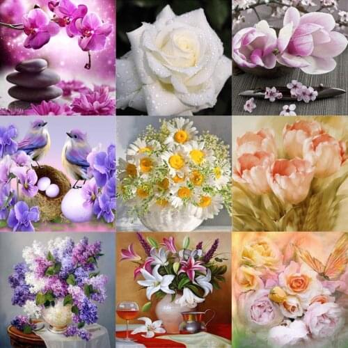 5d Diamond Painting Diy Flower Diamond Embroidery Cross Stitch Mosaic Kit Home Decoration Handmade New Year Wall Sticker