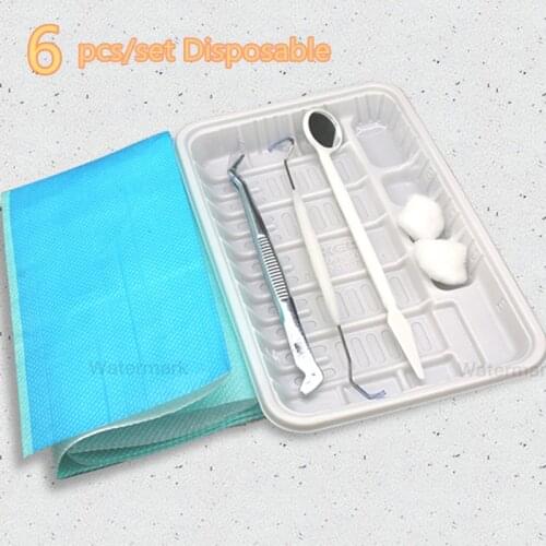 6pcs/3pcs Dental Mirror Disposable Dentist Prepared Tool Set Plastic Dental Probe Tweezer Scarf Oral Care Dental Instrument Kit