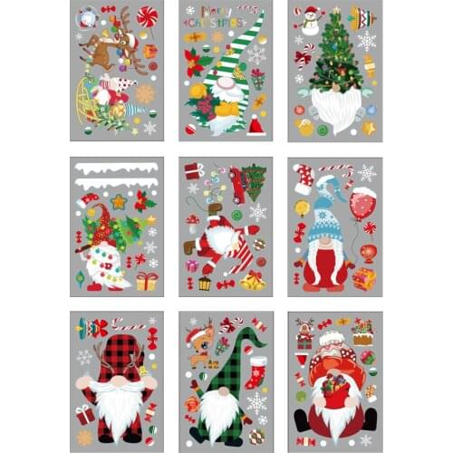 Gnome Sticker Decals Window Stickers Reusable 9pcs Good Durability And Also Flexible To Use Suitable For Christmas Decorations