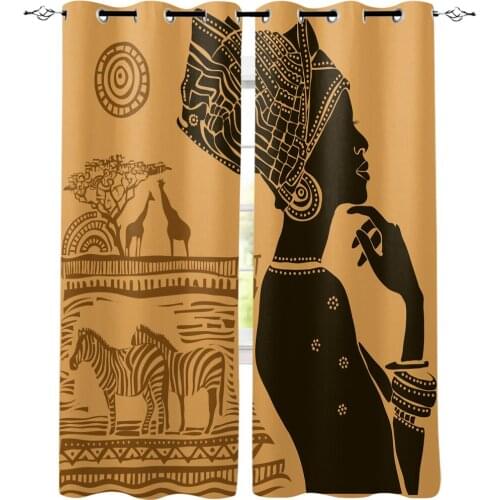 African Women Window Treatments Curtains Valance Room Curtains Large Window Living Room Bathroom Outdoor Kitchen Kids Curtain