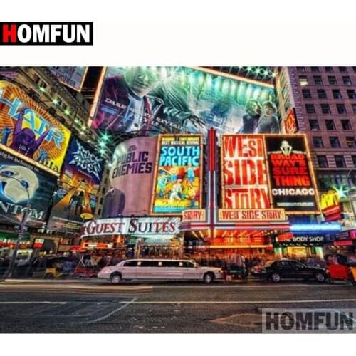 HOMFUN Full Square/Round Drill 5D DIY Diamond Painting "the view of the city" Embroidery Cross Stitch 5D Home Decor Gift A18091