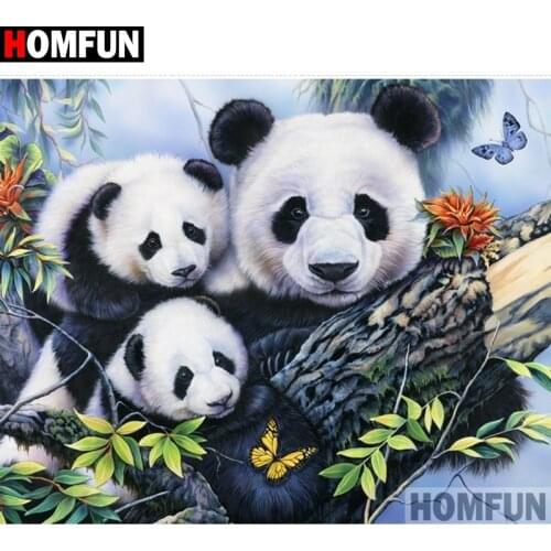 HOMFUN Diamond painting "Animal panda" Full Square/Round Drill Wall Decor Inlaid Resin Embroidery Craft Cross stitch A27693